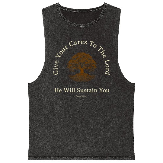 Give Your Cares To The Lord Anxiety Verse Mineral Wash Tank Tops