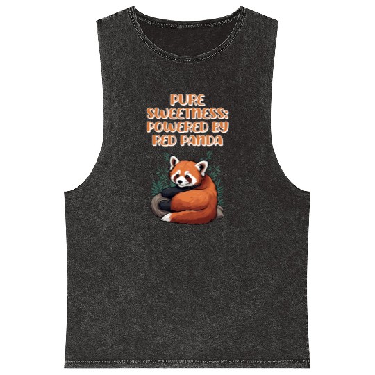 Pure Sweetness: Powered By Red Panda - Cute Animal Mineral Wash Tank Tops