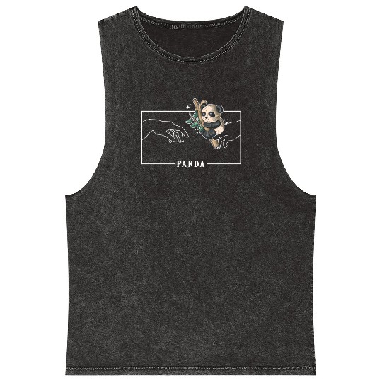 Michelangelo Creation of Adam Panda Friend Lover Mineral Wash Tank Tops
