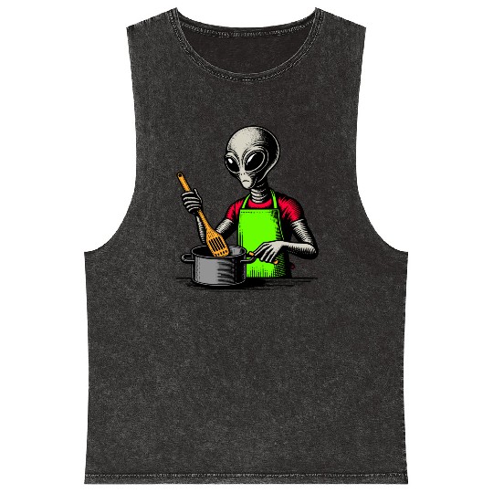 Grey Alien Cook Mineral Wash Tank Tops