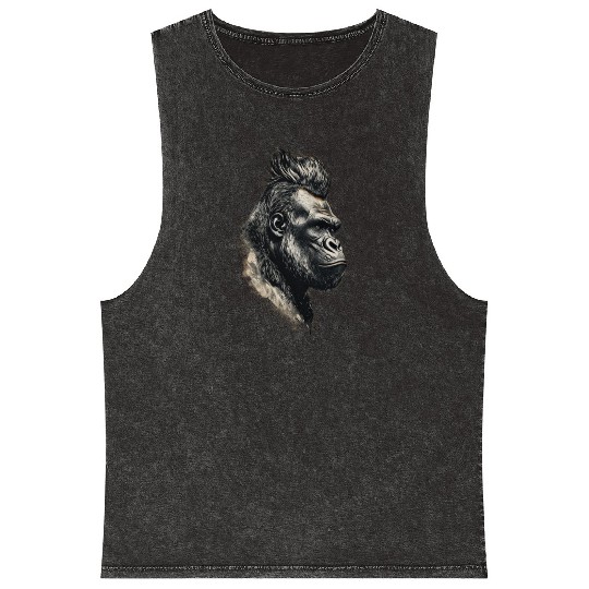 KingKong gorilla's face Mineral Wash Tank Tops