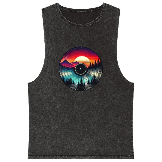 Sunset Vinyl Nature Inspired Retro Mineral Wash Tank Tops