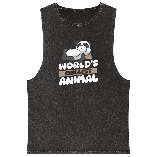 World's Chillest Animal Panda Bear Friend Giant Mineral Wash Tank Tops