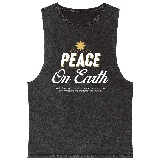 PEACE ON EARTH Design Chirstmas Mineral Wash Tank Tops