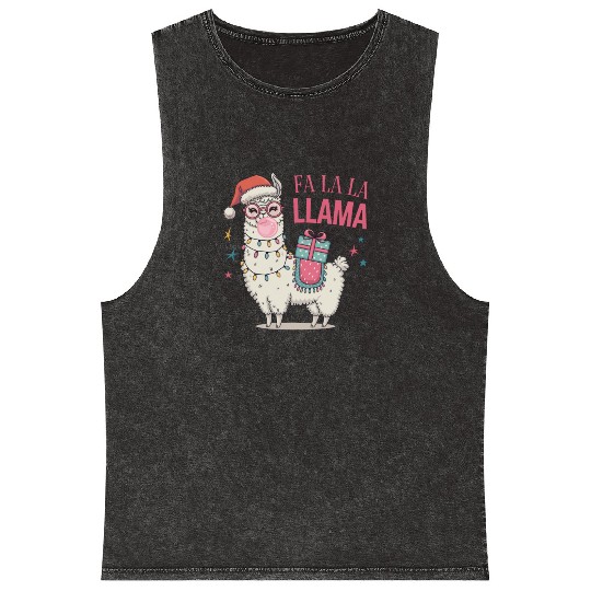 Christmas Llamas, Fa La La Llama Mineral Wash Tank Tops