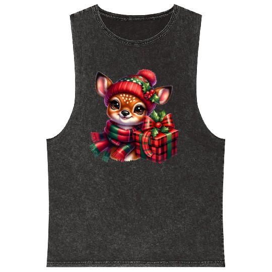 Christmas Merry Christmas For Gift Deer Mineral Wash Tank Tops