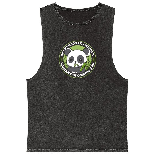 99% Bamboo 1% Ambition Panda Bear Friend Lover Mineral Wash Tank Tops