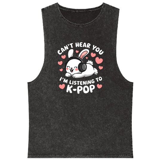 Can't Hear You K-Pop Bunny Mineral Wash Tank Tops