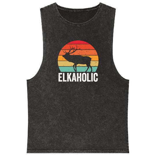 Elk Hunting Elkaholic Hunters Mineral Wash Tank Tops