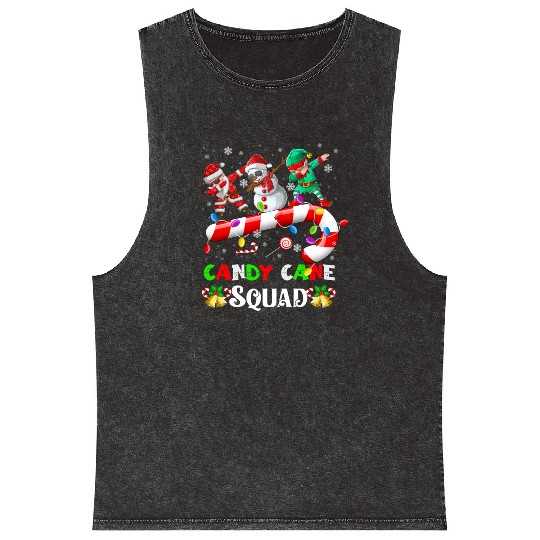 Dabbing Santa Elf Snowman Candy Cane Christmas Mineral Wash Tank Tops
