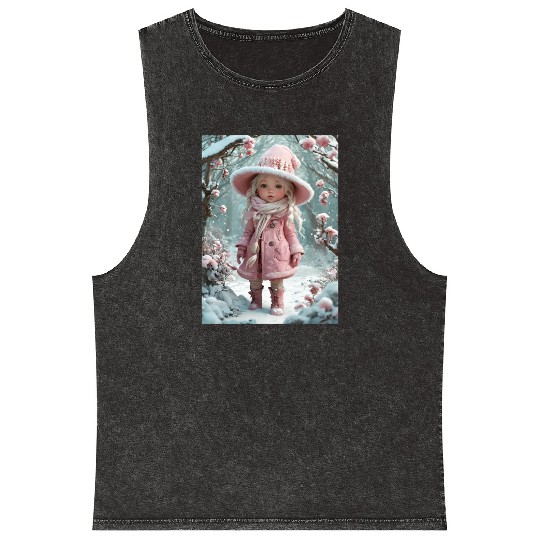 Full body of a realistic sweetness baby chibi girl Mineral Wash Tank Tops