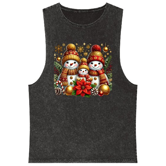 Snowman Christmas, Merry Christmas Mineral Wash Tank Tops