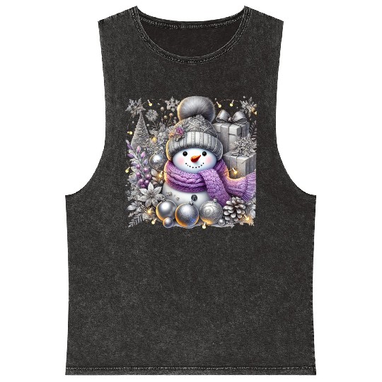 Snowman Christmas, Merry Christmas Mineral Wash Tank Tops