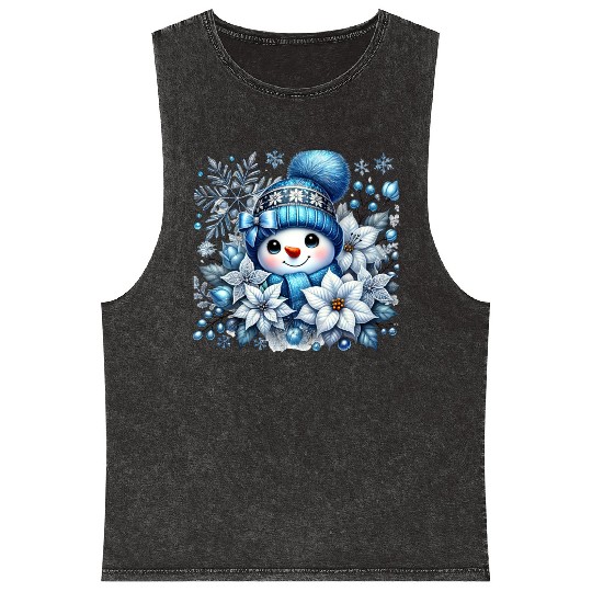 Cute Snowman, Christmas Snowman, Merry Christmas Mineral Wash Tank Tops