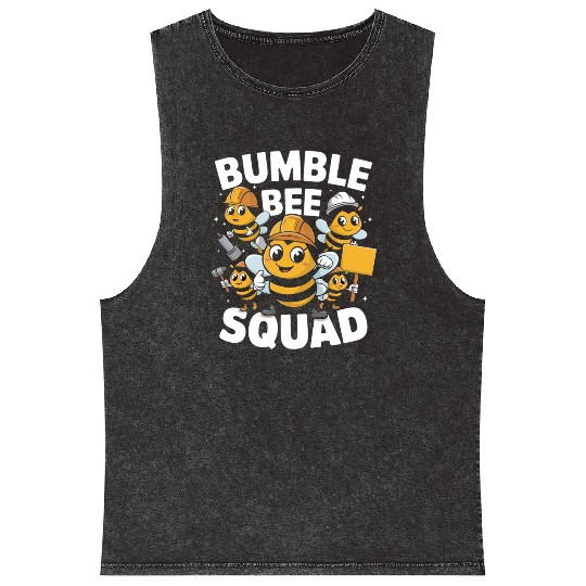 Fun Bumblebee Squad Cartoon Art Mineral Wash Tank Tops