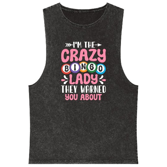 Crazy Bingo Lady Bingo Cards Bingo Game Lover Mineral Wash Tank Tops