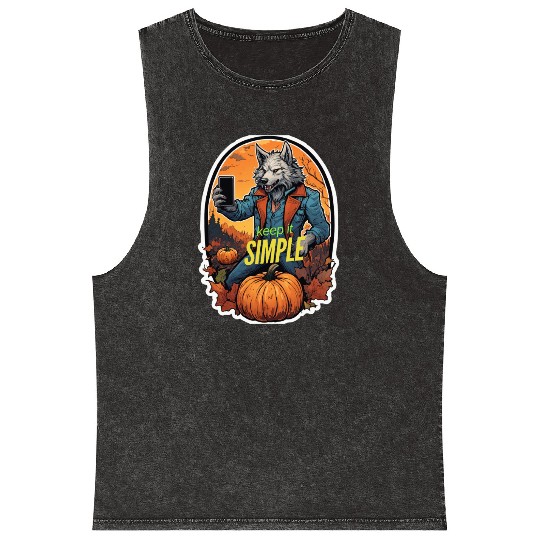 Werewolf Selfie: Pumpkin Patch Edition Unique T-Sh Mineral Wash Tank Tops