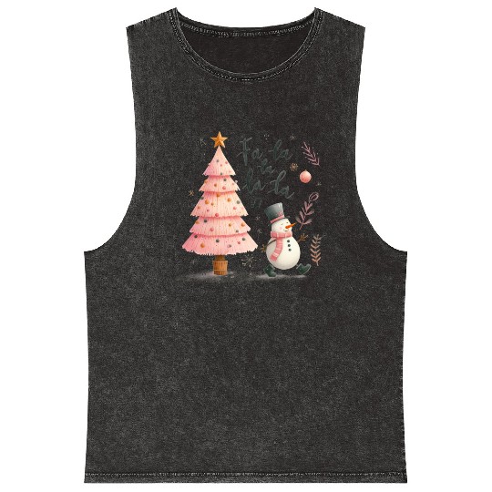 Fa La La La La, Merry Christmas Mineral Wash Tank Tops