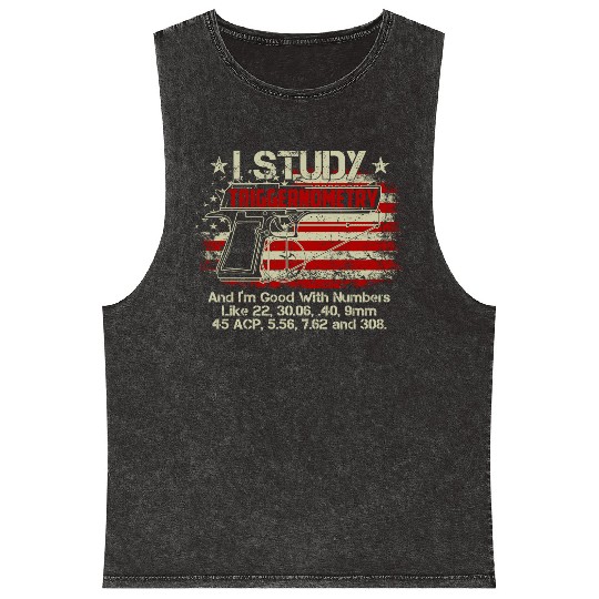 I Study Triggernometry Good With Numbers Gun Mineral Wash Tank Tops