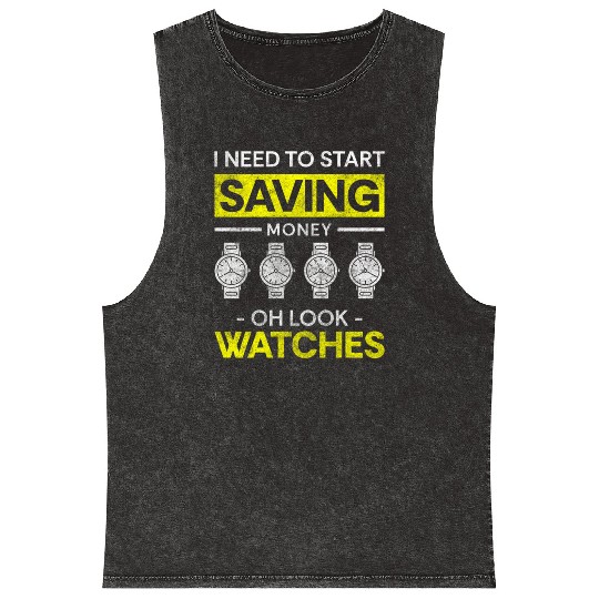 Clock Luxury Swiss Old School Mineral Wash Tank Tops