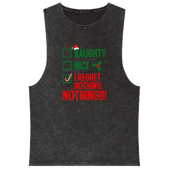 Naughty, Nice, No Regrets Christmas Mineral Wash Tank Tops