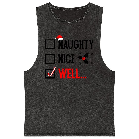 Naughty or Nice Funny Christmas Mineral Wash Tank Tops