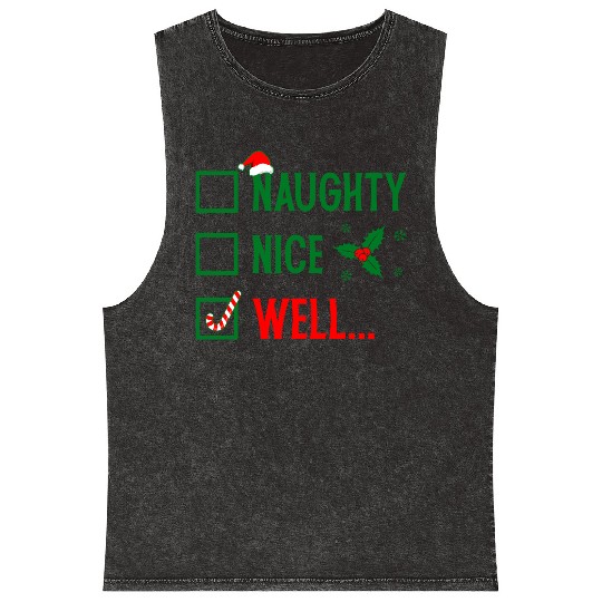 Naughty or Nice Funny Christmas Mineral Wash Tank Tops
