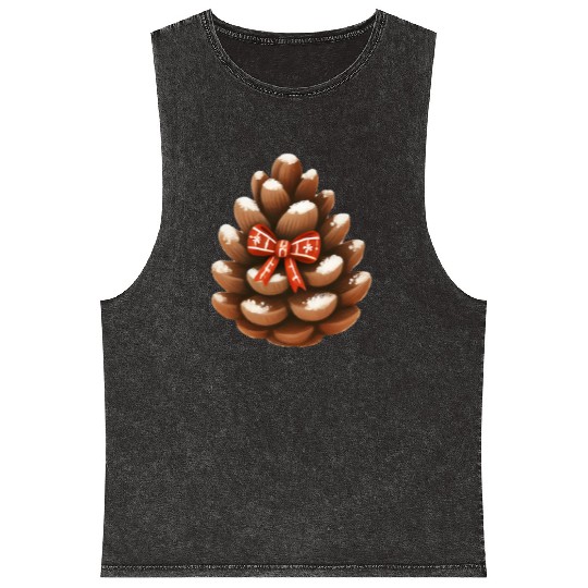 Christmas Coquette Bow, Cute Christmas Mineral Wash Tank Tops