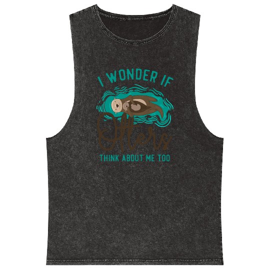 Otter I Wonder If Otters Think Mineral Wash Tank Tops