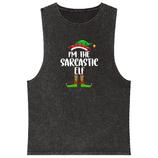 I'm The Sarcastic Elf Mineral Wash Tank Tops Matching Family