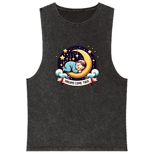 Dreams Come True Under Starry Night Sky Mineral Wash Tank Tops