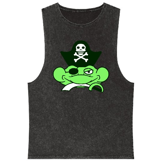 Frog Captain Hat Toad Funny Cool Comic Cartoon Fun Mineral Wash Tank Tops