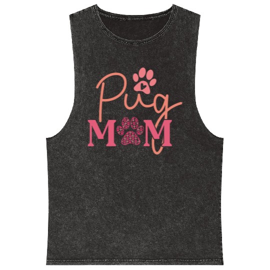 Pug Mom Mineral Wash Tank Tops Dog Lover Valentines Day For Dog Mom