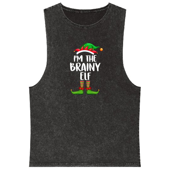 I'm The Brainy Elf Mineral Wash Tank Tops Matching Family Christmas