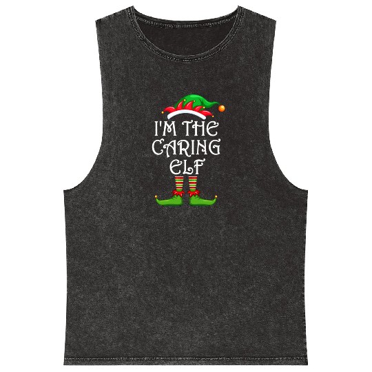I'm The Caring Elf Mineral Wash Tank Tops Matching Family Christmas