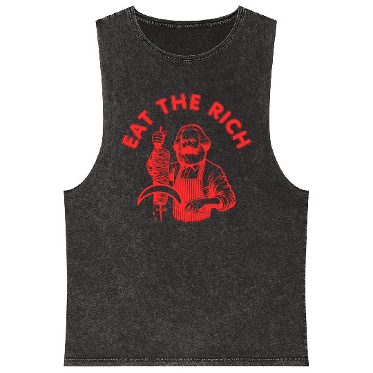 Eat the rich Karl Marx Eat Doner Kebab Rich Mineral Wash Tank Tops