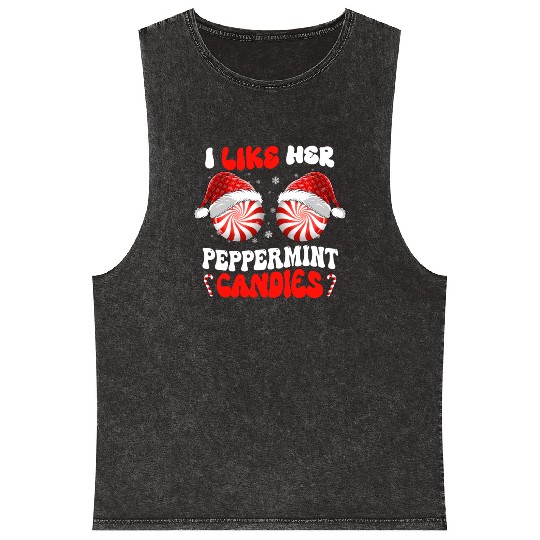 I Like Her Peppermint Candies Couples Christmas Mineral Wash Tank Tops