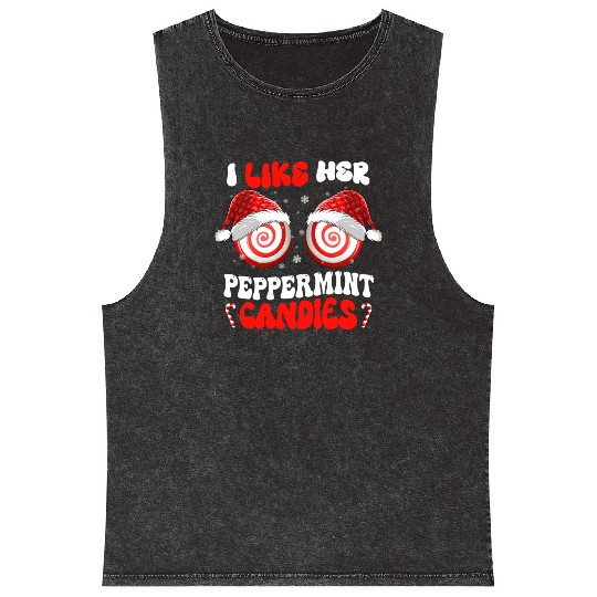 I Like Her Peppermint Candies Couples Christmas Mineral Wash Tank Tops
