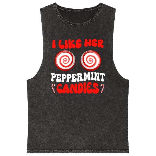 I Like Her Peppermint Candies Couples Christmas Mineral Wash Tank Tops