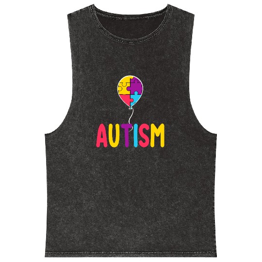 Autism Awareness Balloon - Spread Love and Support Mineral Wash Tank Tops