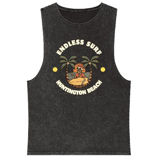 Huntington Beach Endless Surf Mineral Wash Tank Tops