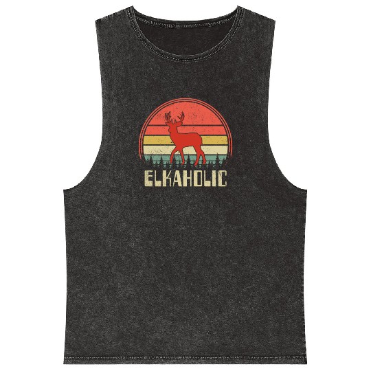 Elk Hunting Elkaholic Hunters Mineral Wash Tank Tops