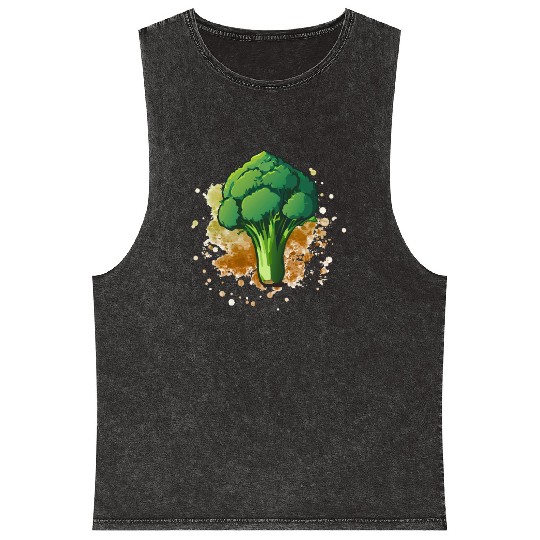 Vegetarian Vegan Broccoli Mineral Wash Tank Tops