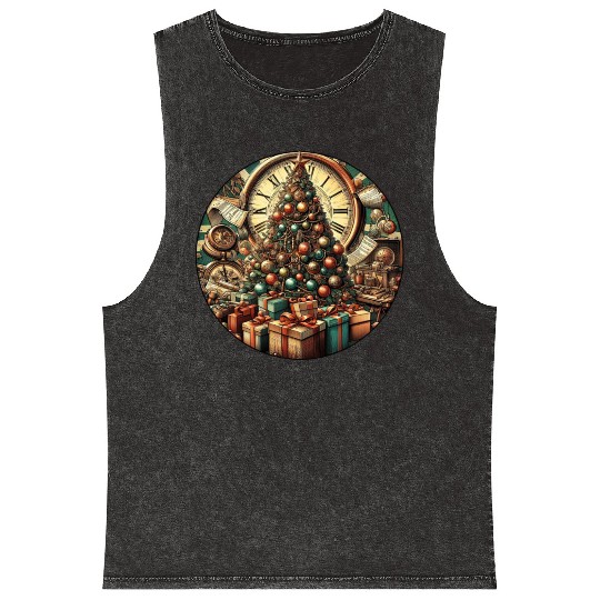 Reindeer Snowball Fight Christmas Fun Mineral Wash Tank Tops