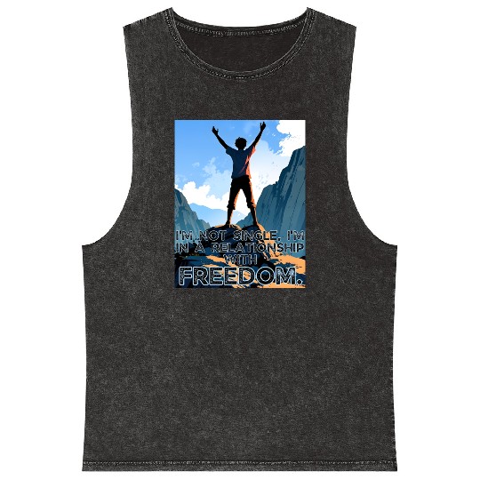 Not Single In Relationship with Freedom Valentines Mineral Wash Tank Tops