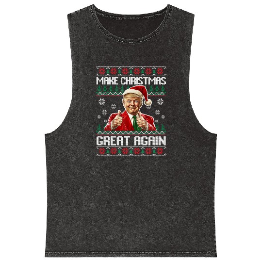 Make Christmas Great Again Xmas Funny Trump Mineral Wash Tank Tops