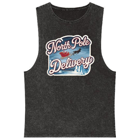 Magical Arctic Night Santa Sleigh North Pole Mineral Wash Tank Tops
