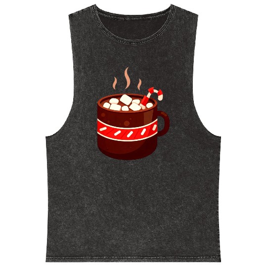 Cozy Hot Chocolate Mug Design Mineral Wash Tank Tops