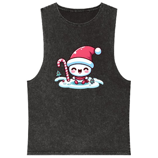 Merry Little Snowman Mineral Wash Tank Tops