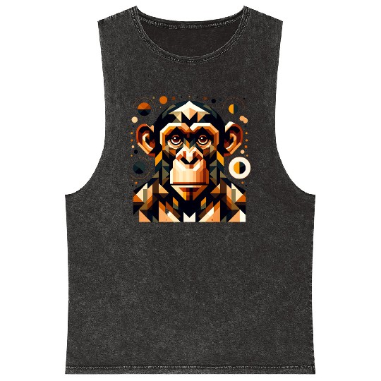 geometric abstract chimpanzee art design Mineral Wash Tank Tops
